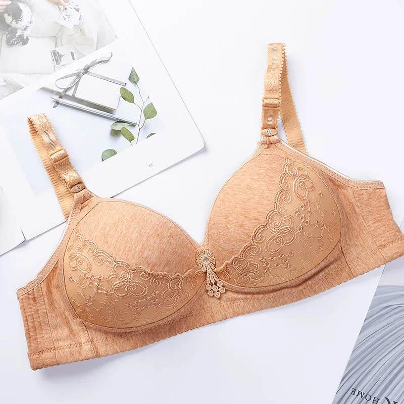 Large Size Unwired Sexy Lace Embroidered Push Up Bra Adjustable Women's Breathable Shaping Bra