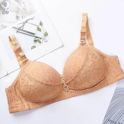 Large Size Unwired Sexy Lace Embroidered Push Up Bra Adjustable Women's Breathable Shaping Bra