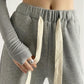 Unisex Sports Pants Drawstring Loose Straight Loose Drape Casual Wide Leg Pants Fitness Jogging Trousers Plus Size Girl's Grey Black Pants