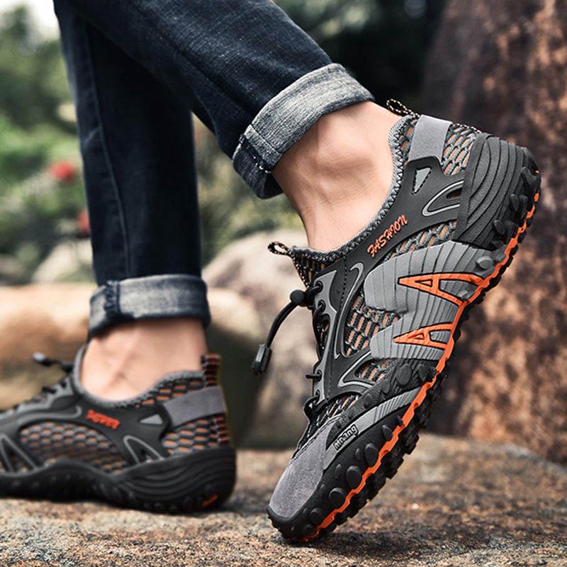 Plus Size 38-48 Summer Men Sneakers Hiking Shoes Lightweight Breathable Basketball Running Shoes Deodorant Waterproof Mesh Shoes