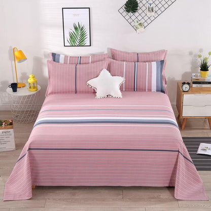 Three-piece Bed Sheet, One-piece Bed Sheet Two Pillowcases Old Coarse Cloth Bed Pure Cotton Thick Bedding Naked Sleeping Removable and Washable