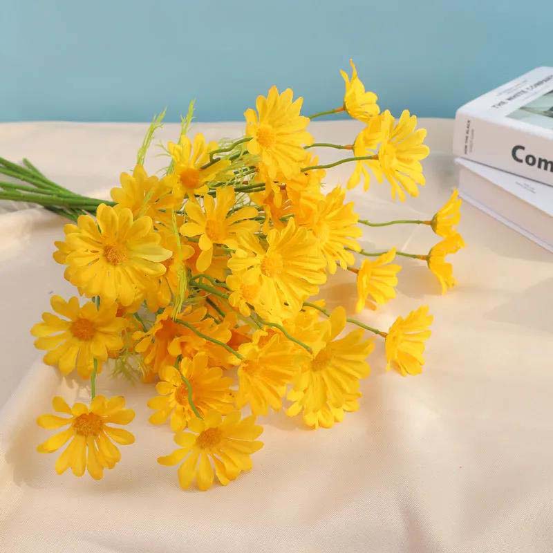 Dried Flowers Small Daisies Fake Flowers Simulation Flowers High-end Decoration Living Room Bouquets Flowers Simulation Photo Props Wedding Decoration