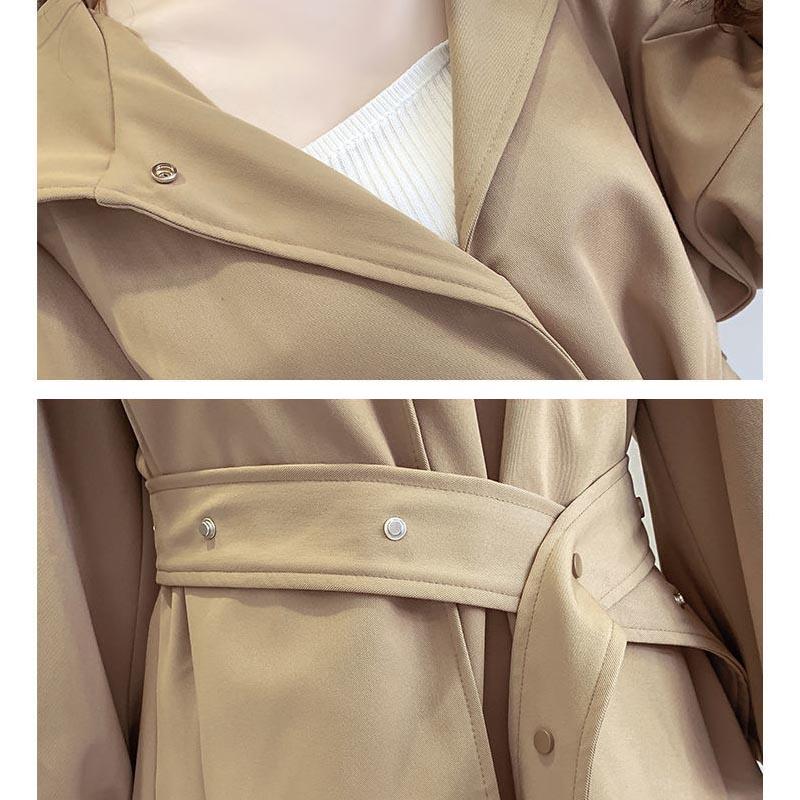 Short Windbreaker Women's Spring and Autumn Loose Hooded Lantern Sleeve Large Size Raincoat Jacket