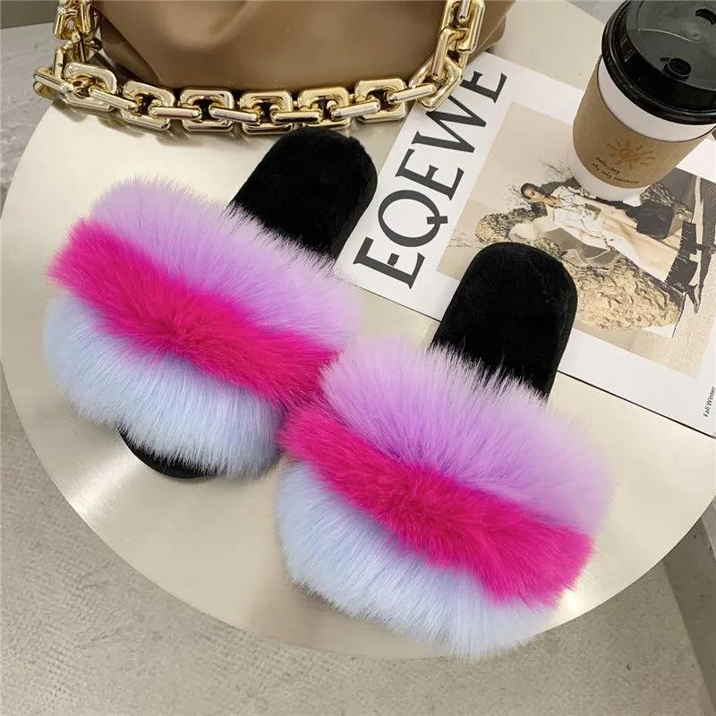 Women's Autumn and Winter Wool Slippers Female Versatile Anti-skid Flat Bottom Lovely Slippers Casual Household Slippers