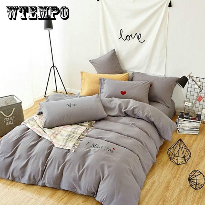 I MISS YOU Bedding Set Applique Embroidery Duvet cover set Bed Sheet Pillowcases Queen King