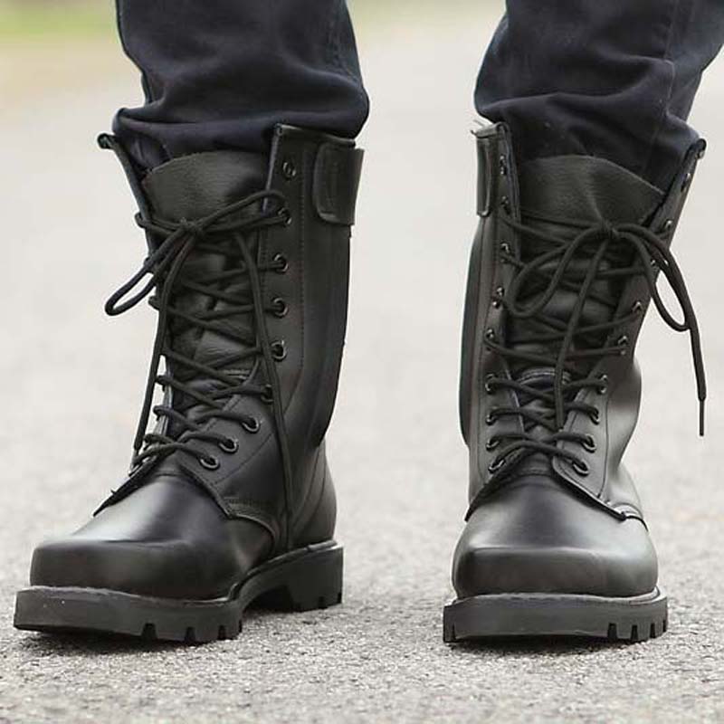 Outdoor Men's Leather Boots Worker Boots Steel Plate Mountaineering Boots Breathable Wool Boots