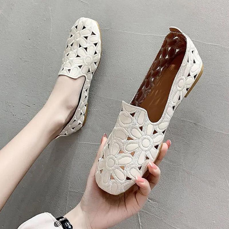 Large Size Square Toe Loafers Women Spring  Shoes Women Flat Shoes Soft Sole Comfortable Loafer Shoes