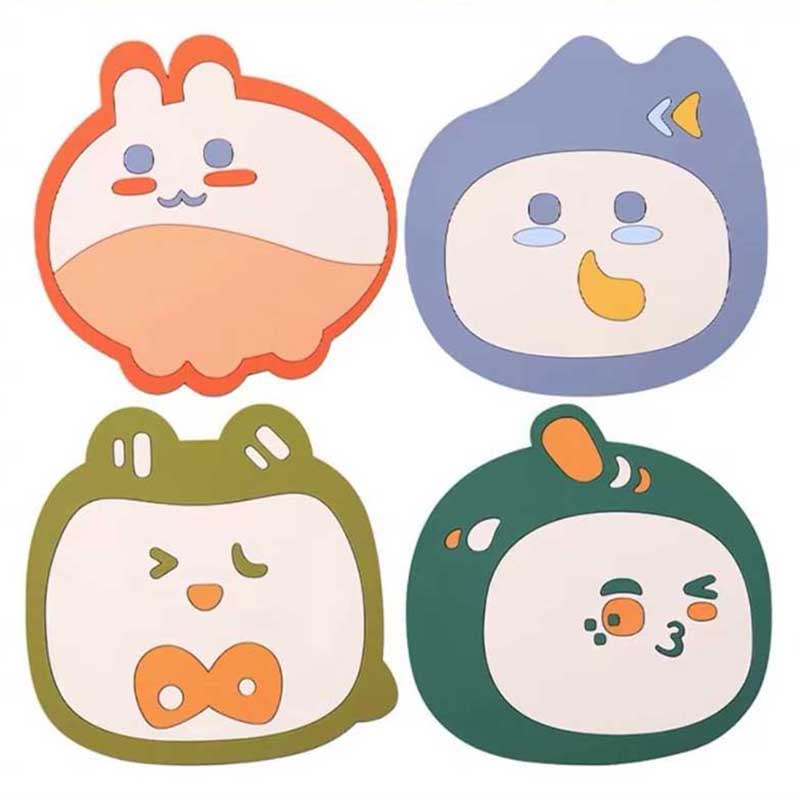 4pcs Cartoon Silicone Dining Table Placemat Coaster Kitchen Accessories Cup Mat Bar Mug Cartoon Animal Drink Pads