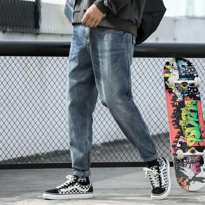 Work Clothes Jeans Men's Loose Trend High-waist Washed Teenager Students All-match Casual Pants