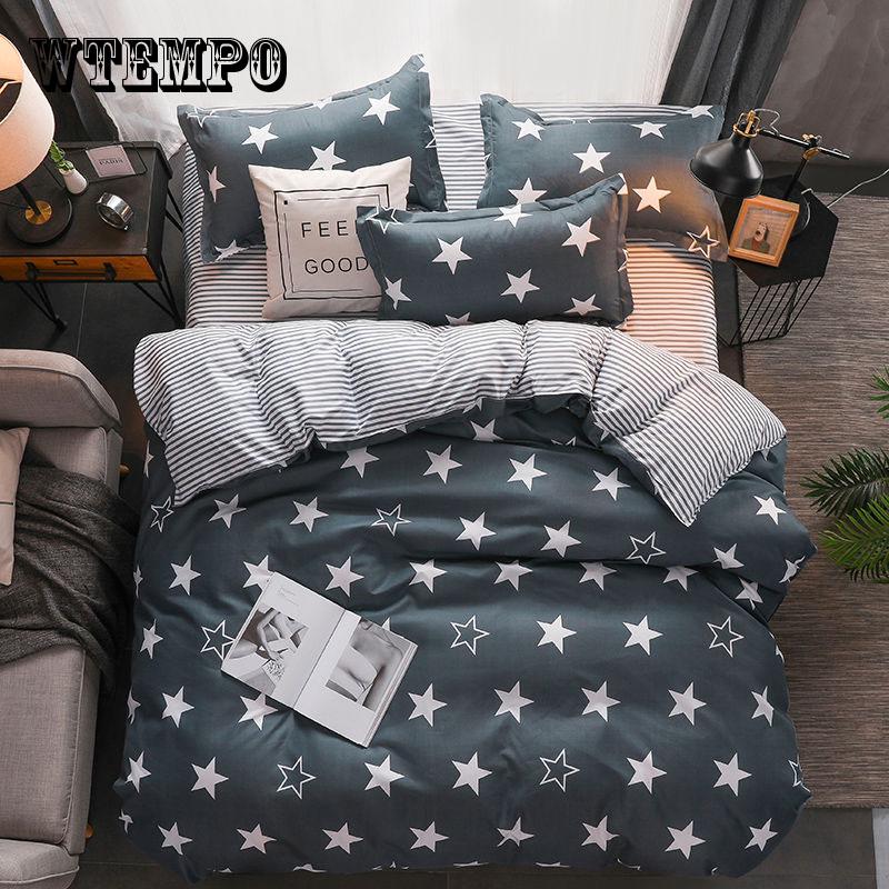 New Bedding Set Cloud Pattern Bedclothes Home Textiles Blue Bedspread Duvet Cover Set Flat Sheet
