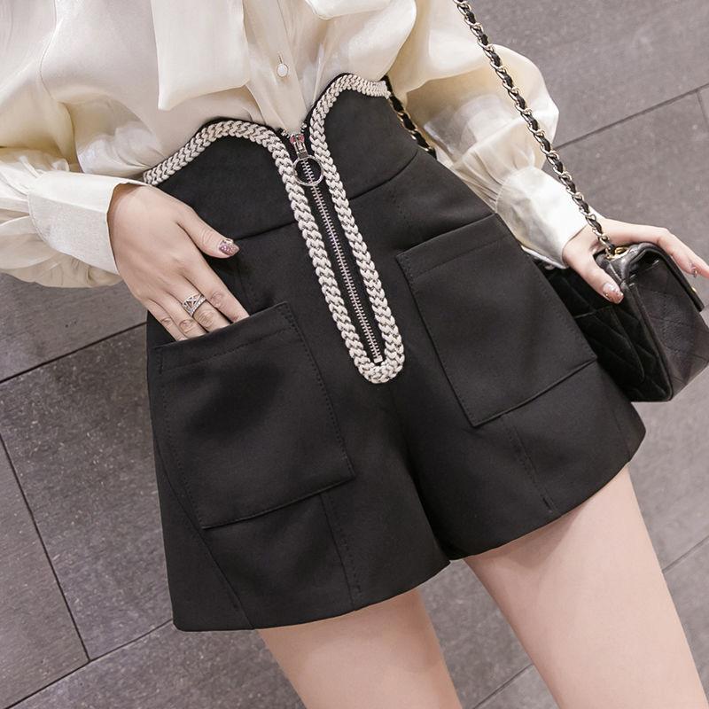 WTEMPO Irregular Solid Color Pants Shorts Women Spring and Summer High Waist Casual Loose A-line Wide-leg Pants