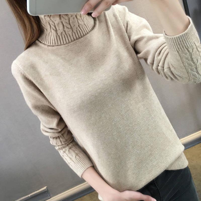 Women Turtleneck Pullover Sweater Long Sleeve Warm Thick  twist Knit Sweater jumper top Winter
