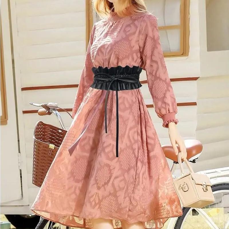 Women's Wide-waisted Skirt with Elastic Elastic Waistband Decorative Waistband Fringed Bandage Waist Durable Dancing Belt Dress Belt