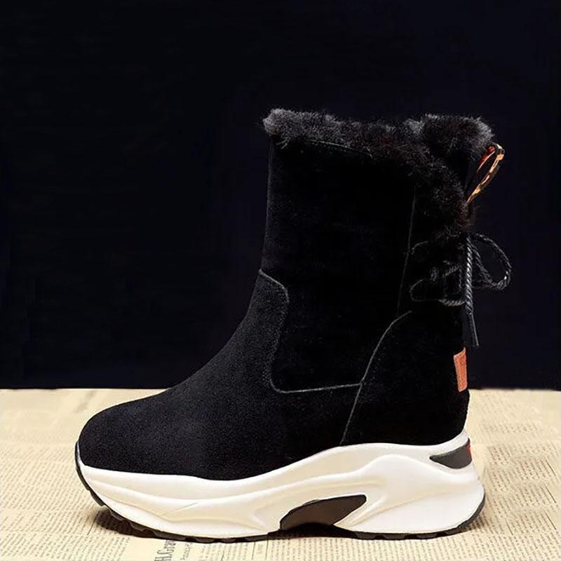 Inner Heightening Snow Boots Women Winter Cold-resistant Plus Cashmere Casual Short Boots Warm Thick-soled Cotton Shoes