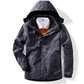 Men's Three-in-one Outdoor Sportswear Clothing Large Size Soft Shell Jacket Windproof and Waterproof Mountaineering Camping Outdoor Windbreaker