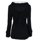 Coats for Women Winter Hooded Jacket Black  Gray Solid Casual Slim Warm Parkas