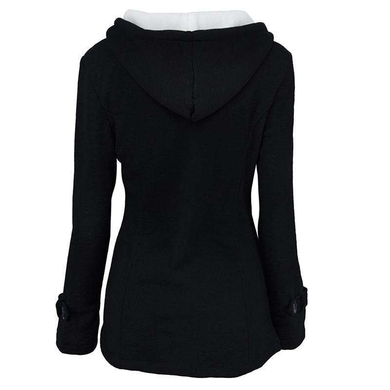Coats for Women Winter Hooded Jacket Black  Gray Solid Casual Slim Warm Parkas