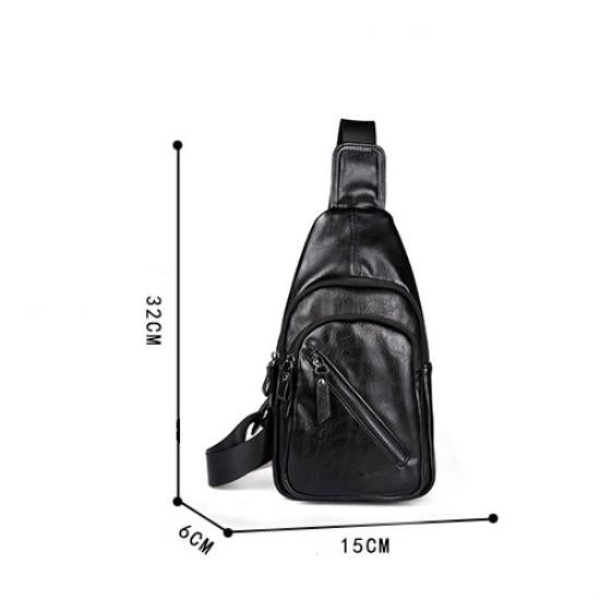 Casual Shoulder Bag Men Horse Leather Large Capacity Chest Bag Outdoor Riding Sports Messenger Bag