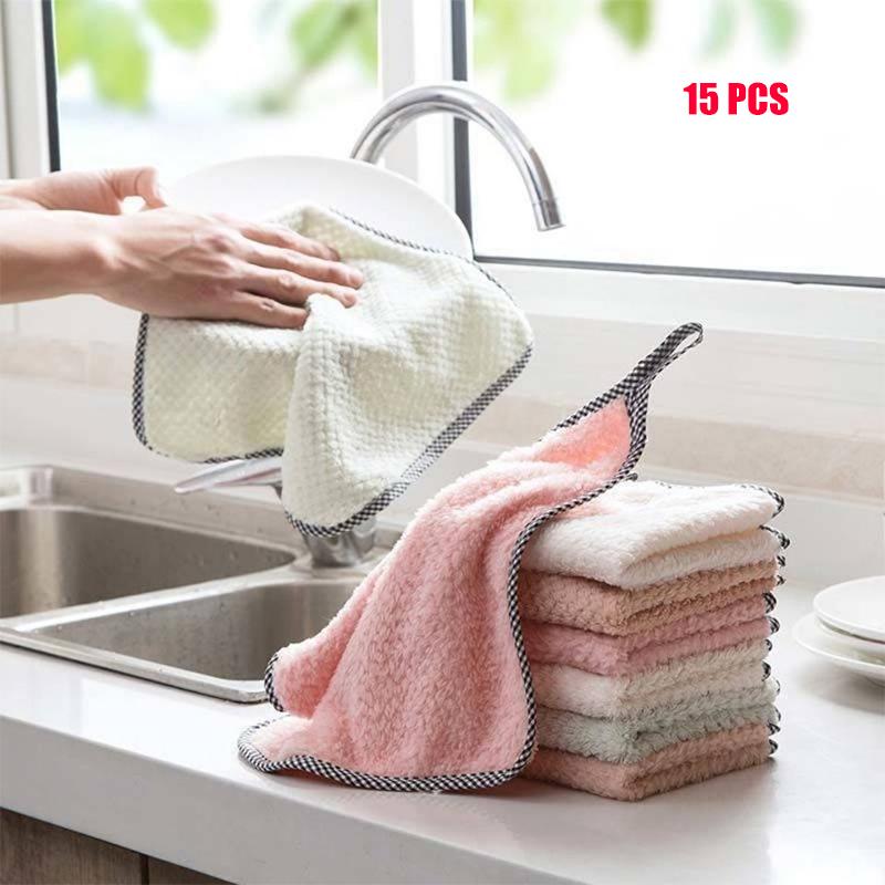 Kitchen Daily Dish Towel Dish Cloth Kitchen Rag Non-stick Oil Thickened Table Cleaning Cloth Absorbent Scouring Pad