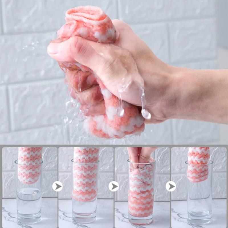 Household Brush Pot Dishcloth Non-stick Oil Strong Decontamination Cleaning Table Wipe Hand Rag Absorbing Water Multi-functional Scouring Pad