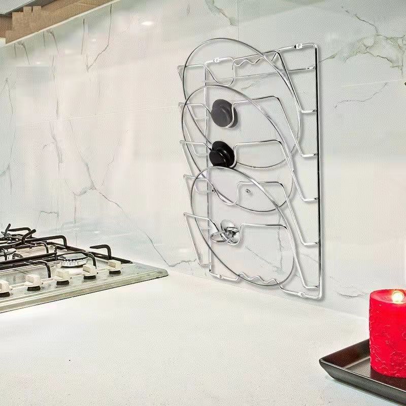 Multifunctional Kitchen Pot and Lid Rack Wall-mounted Storage Rack Cutting Board Storage Rack