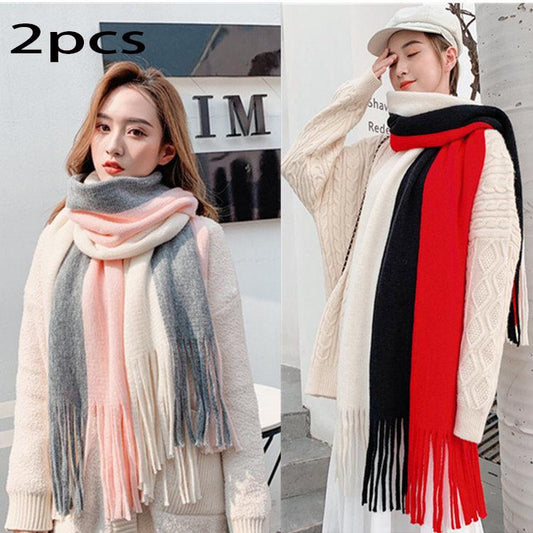 Christmas gift Woman 2pcs Wild Shawl scarf Long section scarf Birthday present Winter warm scarf