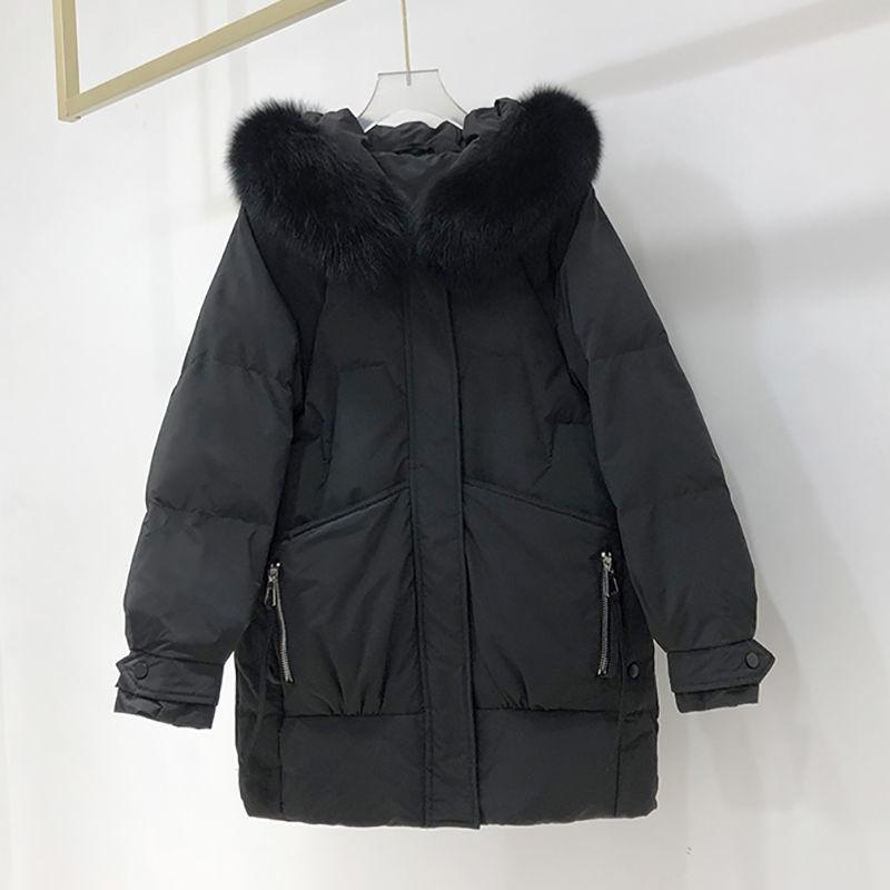 Women's Cotton-padded Jacket Korean Version of The Big Fur Collar Mid-length Coat Thick Top Ins Pie To Overcome Oversize Bread Jacket