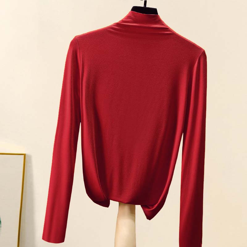 Spring New Women's Half Turtleneck Bottoming Shirt with A Slim Plus Size Top