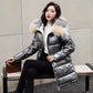 Fur Hooded Long Winter Down Jackets Women Reflective Plus Size Parkas Female  Warm Duck Down Coats