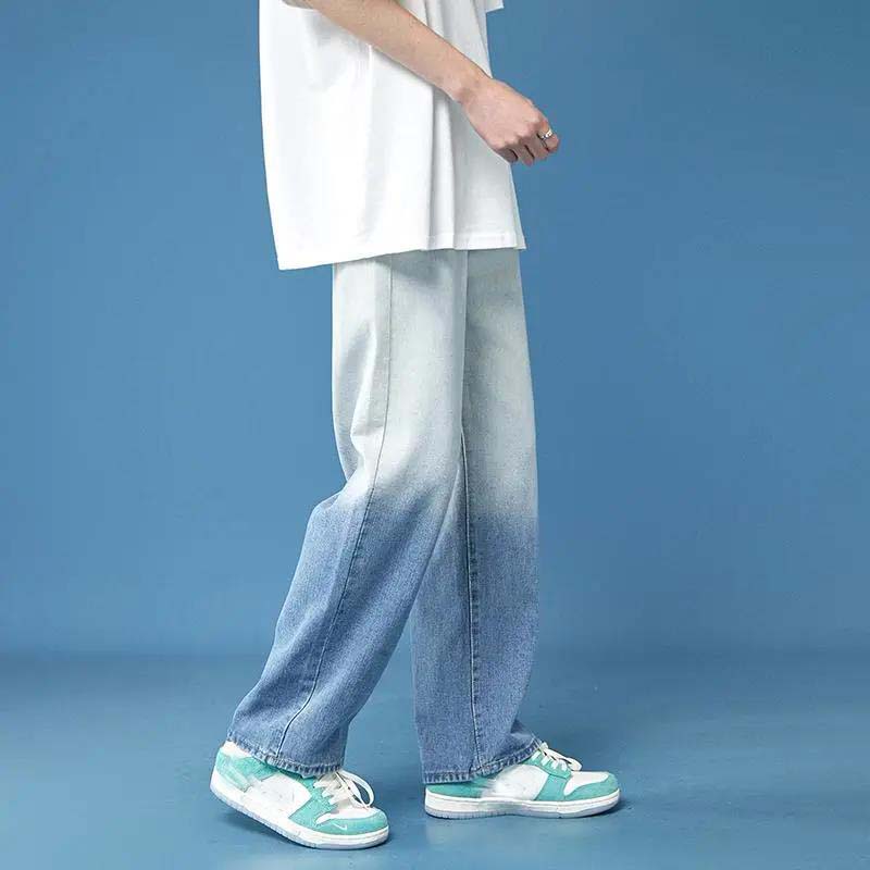 Gradient Jeans Spring and Summer Straight Loose Wide-leg Pants