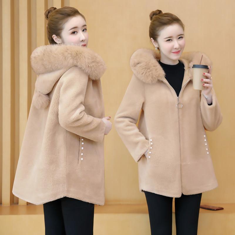 Cold warm Long sleeve fur jacket Trend Large size Fur coat Winter Woman's Cotton Wool Coat Winter