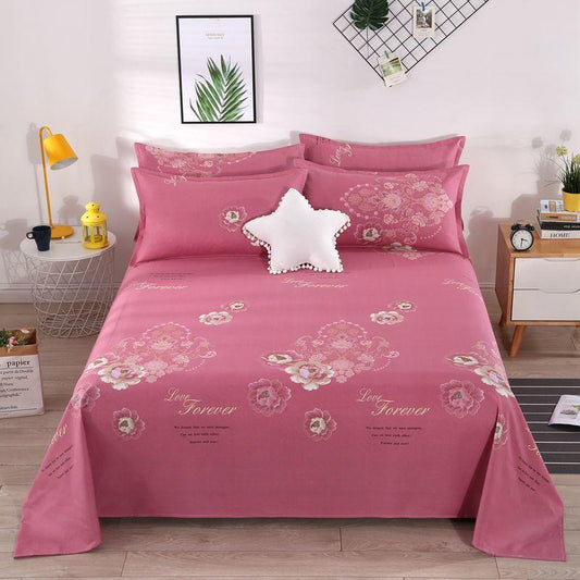 Three-piece Bed Sheet, One-piece Bed Sheet Two Pillowcases Old Coarse Cloth Bed Pure Cotton Thick Bedding Naked Sleeping Removable and Washable