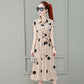 Summer Women Big Dot Printing Shirt Dress OL Style Knee-length A-line Dress with Belt Plus Size S-3XL