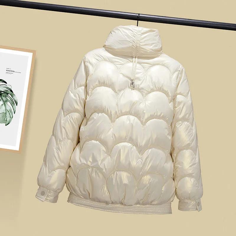 Winter Women's Short Down Jacket Female Warm Solid Color Large Size Loose Cotton Coat