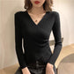2021 Long-sleeved Cross V-neck Bottoming Shirt Women Autumn and Winter Knit Sweater