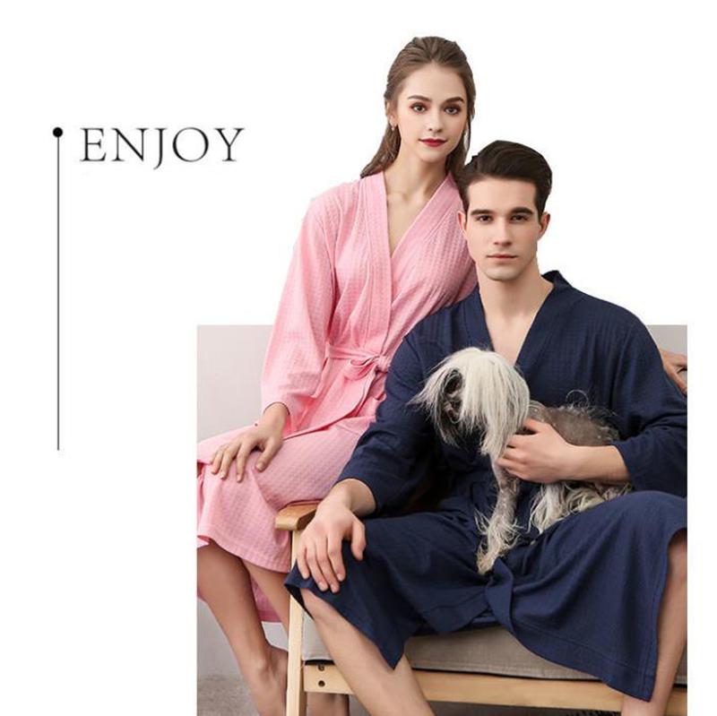 Large Size Thin Bathrobe Men Long Robe Coat Ladies Shawl Bathrobe Absorbent and Quick-drying Home Clothes
