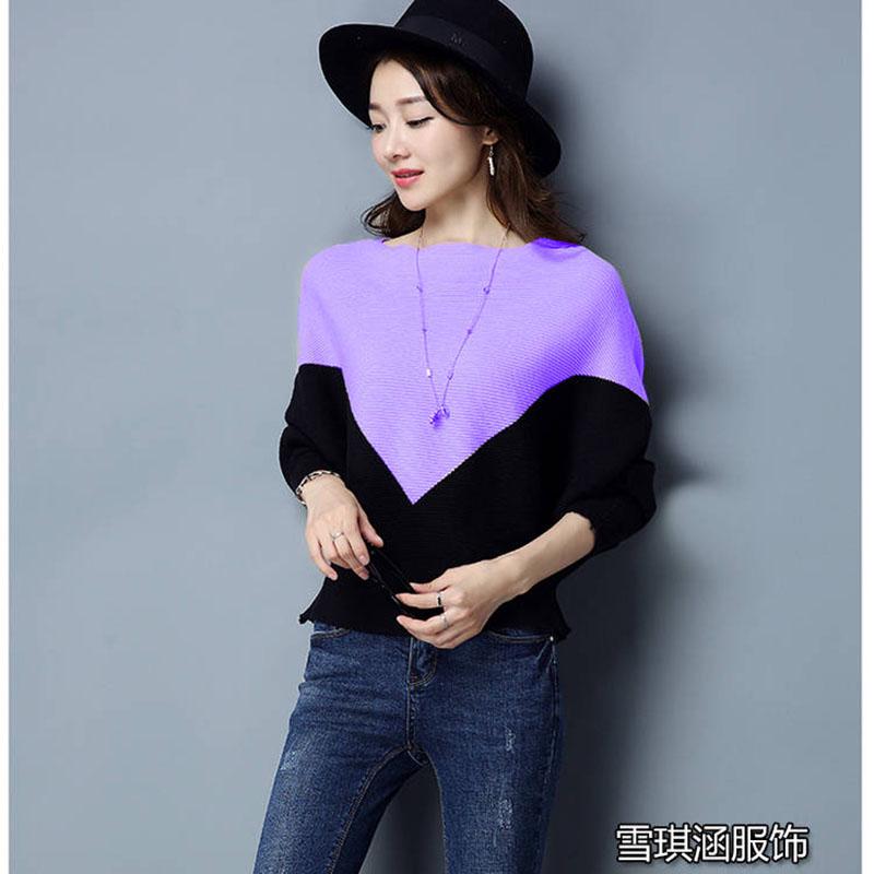 Pofulove Women Loose Sweater Pullover Knitted Batwing Sleeve Knit Pull Ladies Bat Sleeve Jumper Tops