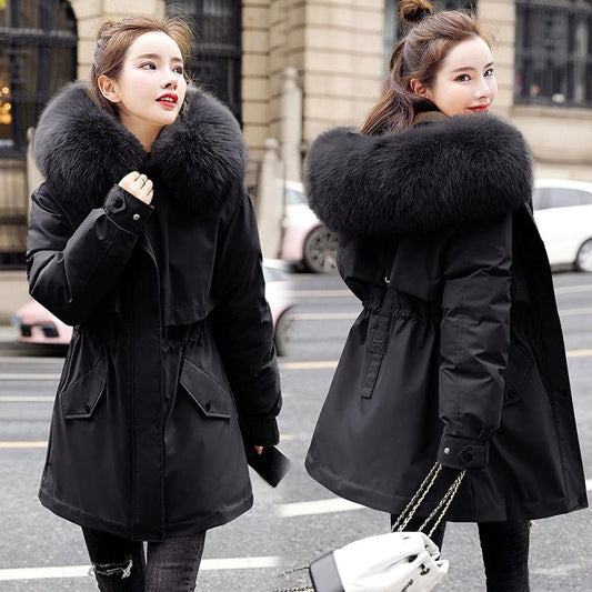 Plus Velvet Thicker Pie To Overcome The 2021 New Down Padded Jacket Women's Mid-length Winter Korean Version of The Loose Large Fur Collar Jacket