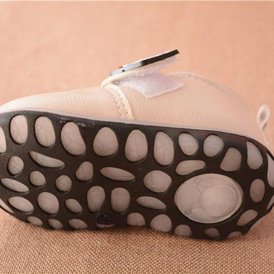 Baby's Little Leather Shoes Soft Soled Baby Walking Cartoon Shoes Children's Non Slip Lighting Flat Shoes
