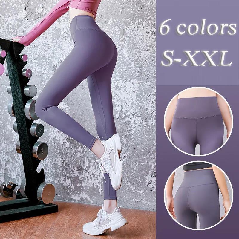 Women's High-waist Hip-lifting Running Sweatpants Pure Color Stretch Tights Breathable Yoga Fitness Leggings