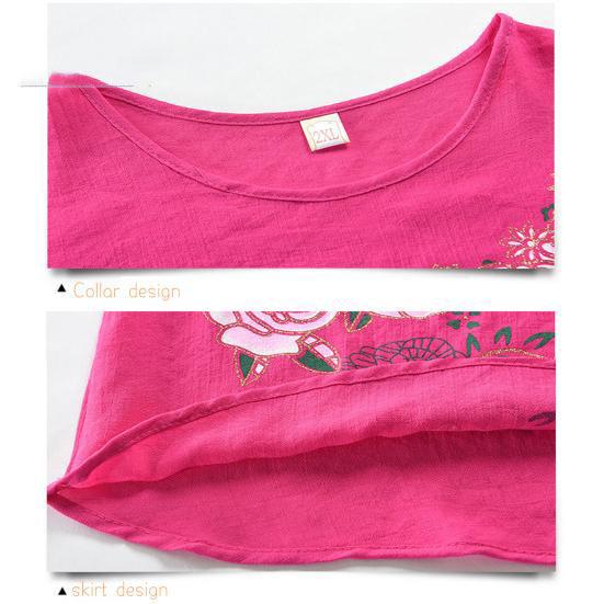 Women Clothes Floral Print T-shirt Pants Loose Two Pieces Set Summer Homewear Set Short Sleeve Outfit for Middle-aged