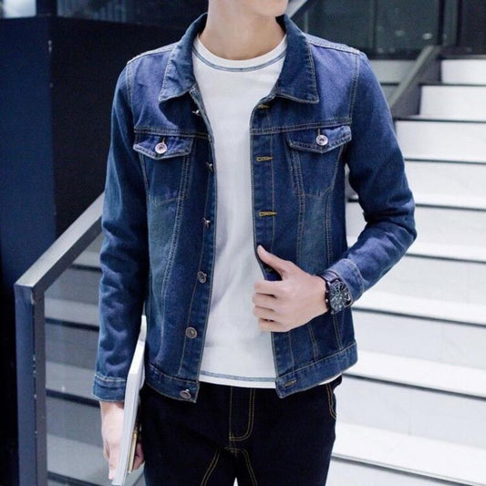 Plus Size Men's Clothing Jacket Spring and Autumn Denim Jacket Men's Loose Trend Hole Jacket