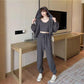 3PCS Women's Spring and Autumn Casual Suit Korean Loose Sports Suit Ladies Vest + Hooded Cardigan + Jogging Pants Fitness Three-piece Suit