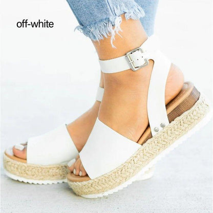 35-43 Yard Leopard Pattern Hemp Rope Female Casual Sandals Thick Bottom Comfortable Sandals
