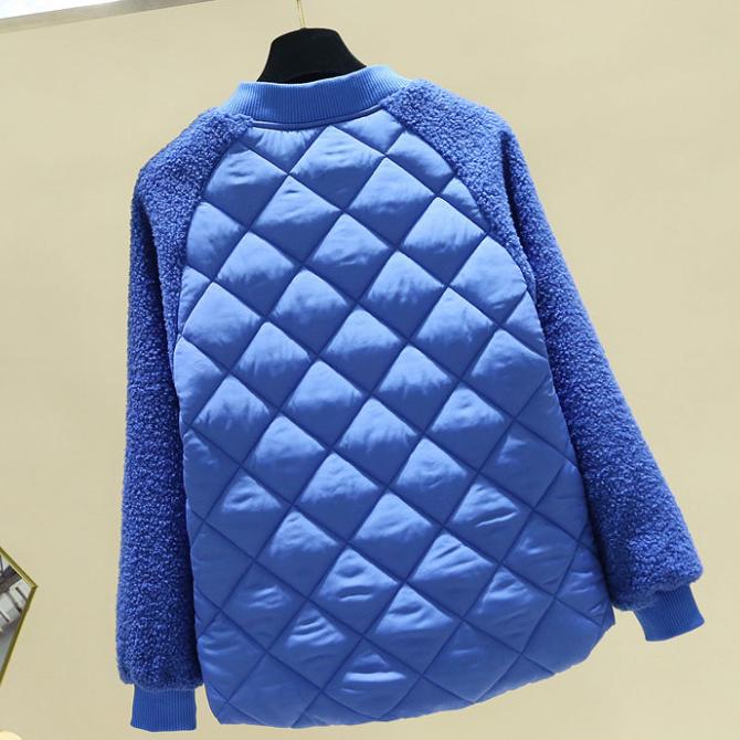 Women's Short Cotton Padded Jackets Large Size Loose Winter Lamb Wool Jackets Female Solid Color Casual Cotton Warm Coats