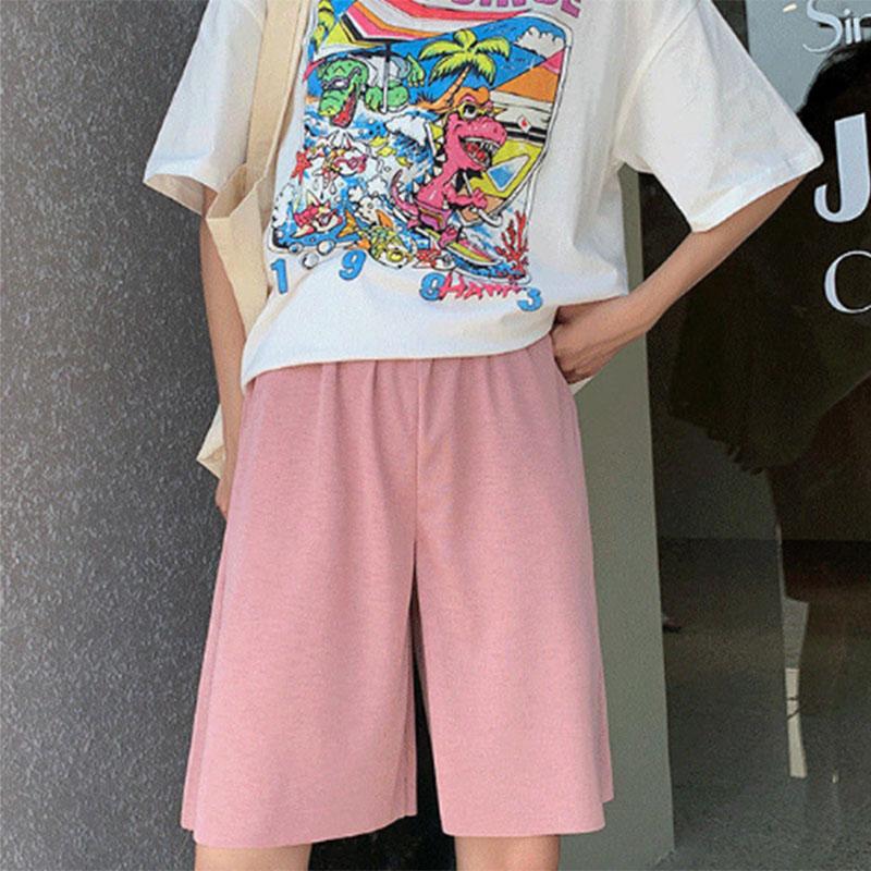 Ice Silk Wide-leg Large Size Sports Shorts Women's Summer Loose High-waisted Thin Trousers Thin Casual Five-point Pants