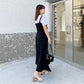 Womens Summer Dresses  Short-sleeved Shirt Top and Long  Strap Dress Two-piece Set Plus Size Outfits