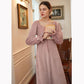 Women's Elegant French Court Nightdress Coral Velvet Long Dress Long-sleevs Pleated Off Shoulder Sexy Warm Home Wear Outerwear