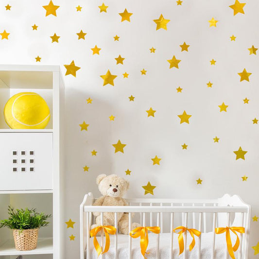 Brushed gold stars bedroom porch cabinet glass window kindergarten layout decorative wall stickers