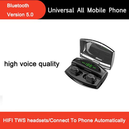TWS Wireless Bluetooth Earphone 5.0 8D Stereo Digital Display Charging Cabin Invisible Sport Headset